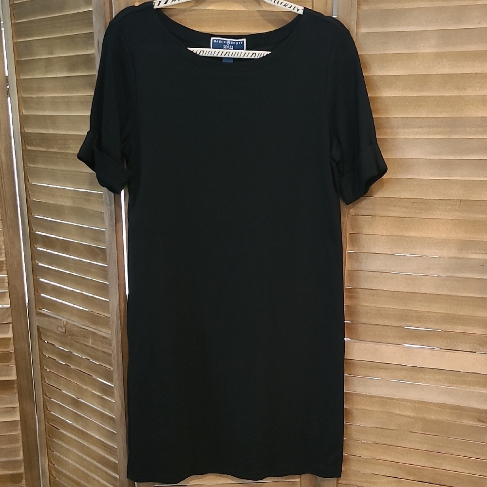 Casual Black Cotton Dress by Karen Scott Sport Petites - Size PL